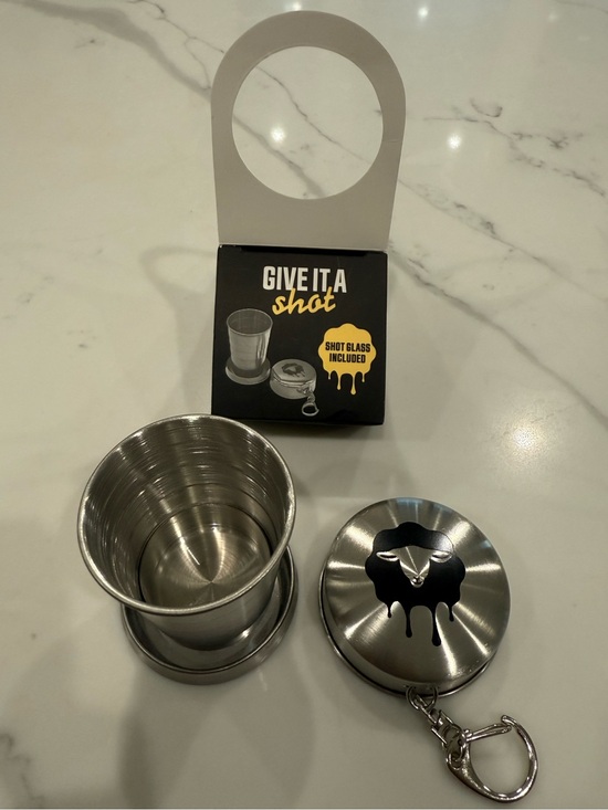 Screwball Other - Screwball Whiskey Collapsible Stainless Steel Shot Glass Keychain - Silver
